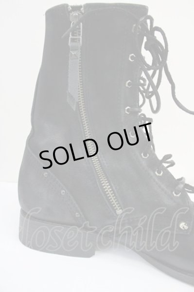 画像5: 14th Addiction / オイルレザーレースアップスタッドブーツ 40（27cm） ブラック T-25-06-28-029-14-sho-YM-ZT-S004 (5)