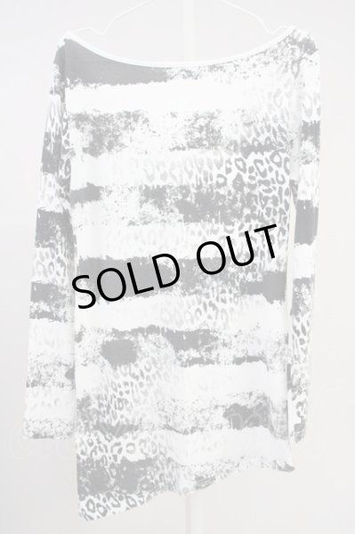 画像2: Roshell / アシンメトリーレオパボーダーカットソー M ホワイト T-25-06-28-005-Ro-to-YM-ZT (2)