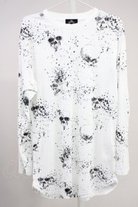 BERNINGS-SHO / スカル総柄カットソー L ホワイト T-25-06-28-006-BE-to-YM-ZT