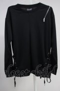CavariA / レースアップZIPカットソー 44 ブラック T-25-06-28-009-Ca-to-YM-ZT205