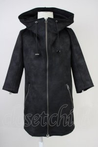 CIVARIZE / Damn 5分袖コーティングパーカー 44 ブラック T-25-06-28-011-CI-to-YM-ZT