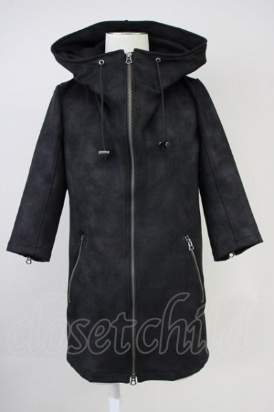画像1: CIVARIZE / Damn 5分袖コーティングパーカー 44 ブラック T-25-06-28-011-CI-to-YM-ZT