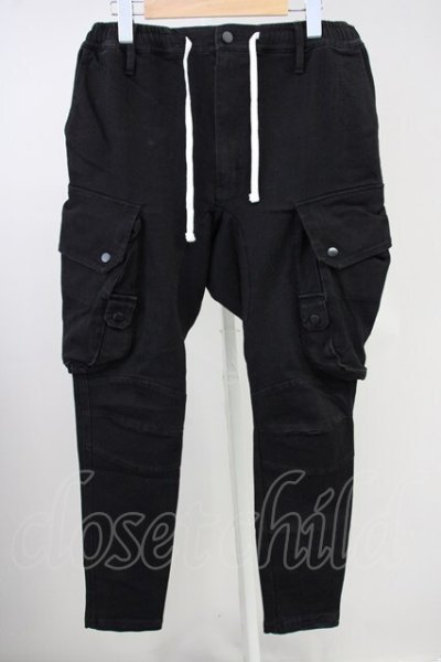 画像1: CavariA / ストレッチカーゴパンツ L ブラック T-25-06-28-014-Ca-pa-YM-ZT