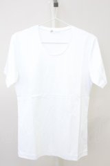 Zero by TORNADO MART / ストレッチスムースUネックT M ホワイト T-25-07-08-004-Ze-ts-YM-ZT