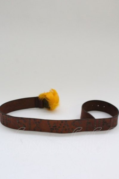 画像3: IFSIXWASNINE / フェザーバックルスタッズベルト  イエローｘブラウン T-25-07-08-034-IF-0-YM-ZT155 (3)