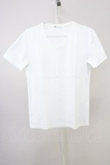 Zero by TORNADO MART / ランダムストライプVネックTシャツ M ホワイト T-25-07-08-006-Ze-ts-YM-ZT