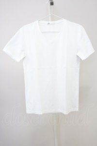 Zero by TORNADO MART / ランダムストライプVネックTシャツ M ホワイト T-25-07-08-006-Ze-ts-YM-ZT172