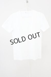 Zero by TORNADO MART / ランダムストライプVネックTシャツ M ホワイト T-25-07-08-006-Ze-ts-YM-ZT172