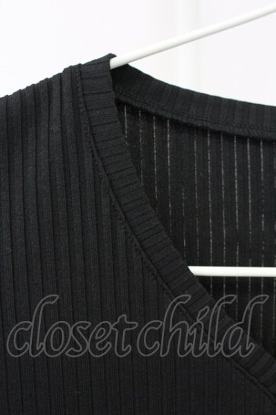 画像3: R by TORNADO MART / ストレッチリブVネックTシャツ 0 ブラック T-25-07-08-010-Th-ts-YM-ZT172 (3)