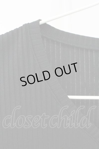 画像3: R by TORNADO MART / ストレッチリブVネックTシャツ 0 ブラック T-25-07-08-010-Th-ts-YM-ZT172 (3)