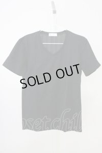 Zero by TORNADO MART / ランダムストライプVネックTシャツ M ブラック T-25-07-08-011-Ze-ts-YM-ZT172