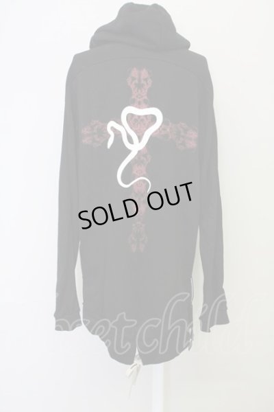 画像2: KMRii / Serpent Cross Damage Hoodie　パーカー ONE ブラック T-25-07-17-017-KM-to-YM-ZT256