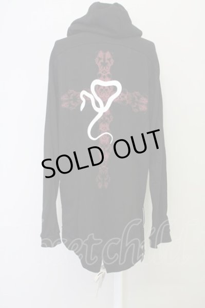 画像2: KMRii / Serpent Cross Damage Hoodie　パーカー ONE ブラック T-25-07-17-017-KM-to-YM-ZT256 (2)