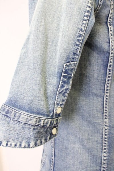 画像6: NEW GENTLEMAN / SSストレッチデニムシャツジャケット 2 ライトインディゴ T-25-07-17-018-NE-ja-YM-ZT256 (6)