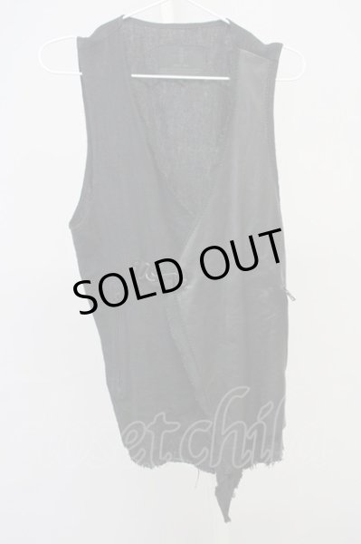 画像1: NO ID. / ホースハイド×麻切替ベスト 1 ブラック T-25-07-17-003-NO-to-YM-ZT239 (1)