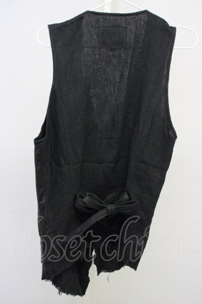 画像2: NO ID. / ホースハイド×麻切替ベスト 1 ブラック T-25-07-17-003-NO-to-YM-ZT239 (2)