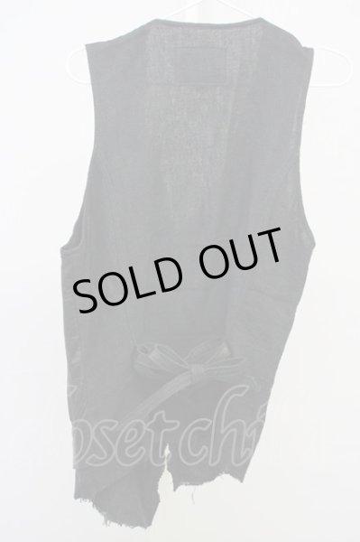 画像2: NO ID. / ホースハイド×麻切替ベスト 1 ブラック T-25-07-17-003-NO-to-YM-ZT239 (2)