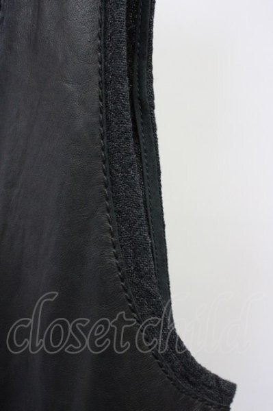 画像3: NO ID. / ホースハイド×麻切替ベスト 1 ブラック T-25-07-17-003-NO-to-YM-ZT239 (3)