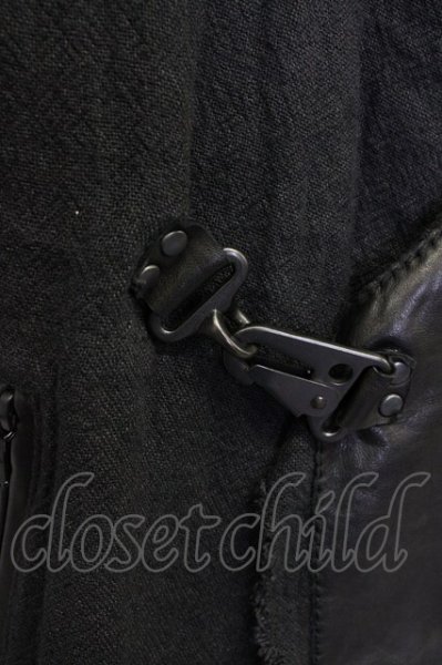 画像5: NO ID. / ホースハイド×麻切替ベスト 1 ブラック T-25-07-17-003-NO-to-YM-ZT239 (5)