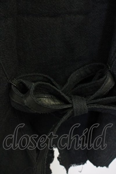 画像7: NO ID. / ホースハイド×麻切替ベスト 1 ブラック T-25-07-17-003-NO-to-YM-ZT239 (7)