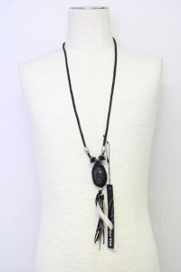 KMRii / TRAPNEST 復刻別注 Labradorite Necklace ネックレス  ブラックｘラブラドライト T-25-07-17-035-KM-ac-YM-ZT