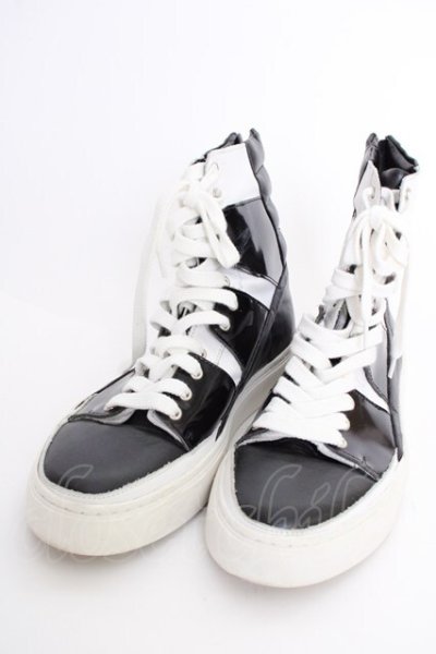 画像1: CIVARIZE / バックZIPハイカットスニーカー 42（約27cm) ブラックｘホワイト T-25-07-17-038-CI-sho-YM-ZT