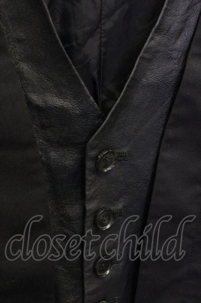 画像4: NO ID. / レザーフロントレイヤーベスト 1 ブラック T-25-07-17-004-NO-to-YM-ZT239 (4)