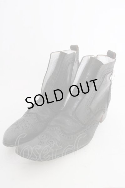 画像1: Hiromu Takahara / バターナイフパンチングショートブーツ 41（約26cm) ネイビー T-25-07-17-044-Hi-sho-YM-ZT-S008 (1)