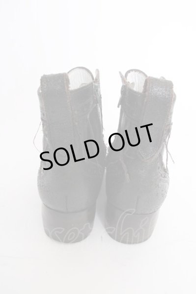 画像2: Hiromu Takahara / バターナイフパンチングショートブーツ 41（約26cm) ネイビー T-25-07-17-044-Hi-sho-YM-ZT-S008 (2)