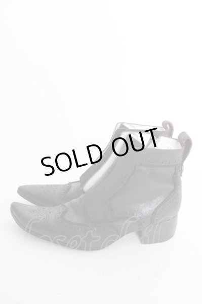 画像3: Hiromu Takahara / バターナイフパンチングショートブーツ 41（約26cm) ネイビー T-25-07-17-044-Hi-sho-YM-ZT-S008 (3)