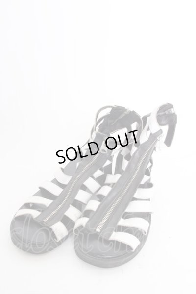 画像1: CIVARIZE / レザーグラディエーターサンダル 42（約27.5cm） ブラックｘホワイト T-25-07-17-045-CI-sho-YM-ZT
