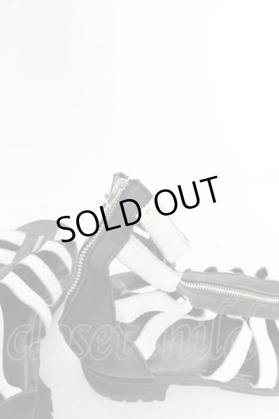 画像5: CIVARIZE / レザーグラディエーターサンダル 42（約27.5cm） ブラックｘホワイト T-25-07-17-045-CI-sho-YM-ZT (5)