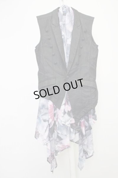 画像1: CIVARIZE / ナポレオン変形ベスト+ノースリーブシフォンロングガウン 44 ブラックｘブルー T-25-07-17-006-CI-to-YM-ZT