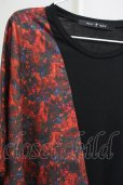 画像3: NO ID. BLACK / フラワーパターン切替ルーズTシャツ ONE ブラックｘレッド T-25-07-17-010-NO-ts-YM-ZT (3)