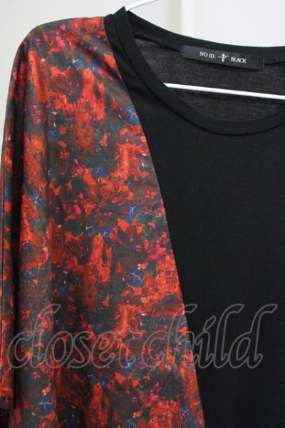 画像3: NO ID. BLACK / フラワーパターン切替ルーズTシャツ ONE ブラックｘレッド T-25-07-17-010-NO-ts-YM-ZT