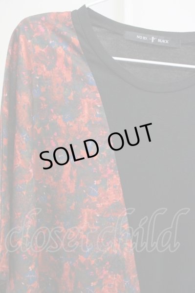 画像3: NO ID. BLACK / フラワーパターン切替ルーズTシャツ ONE ブラックｘレッド T-25-07-17-010-NO-ts-YM-ZT239 (3)