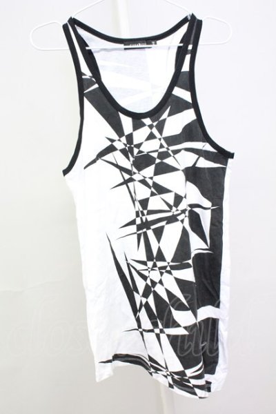 画像1: CIVARIZE / Thwartアシンメトリージオメトリック総柄タンクトップ 46 ブラックｘホワイト T-25-07-25-001-CI-to-YM-ZT