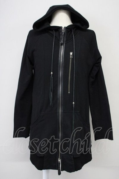 画像1: KMRii / Pocket Leather Piping Hoodie　パーカー 1 ブラック T-25-07-25-023-KM-to-YM-ZT
