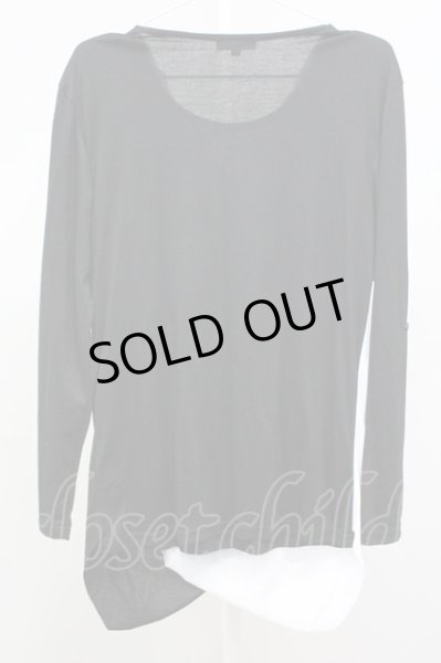 画像2: BERNINGS-SHO / ドレープレイヤードカットソー M ブラックｘホワイト T-25-07-25-006-BE-to-YM-ZT (2)