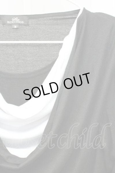 画像3: BERNINGS-SHO / ドレープレイヤードカットソー M ブラックｘホワイト T-25-07-25-006-BE-to-YM-ZT (3)