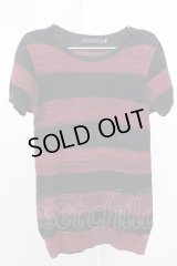 FUGA / Analysis ボーダー柄サマーニットTシャツ 44 レッド T-25-07-25-002-FU-ts-YM-ZT