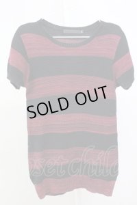 FUGA / Analysis ボーダー柄サマーニットTシャツ 44 レッド T-25-07-25-002-FU-ts-YM-ZT