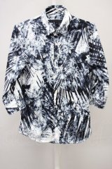 FUGA / ボタニカル七分袖シャツ 44 ホワイトｘブラック T-25-07-25-013-FU-sh-YM-ZT