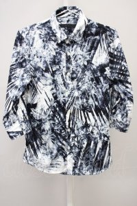 FUGA / ボタニカル七分袖シャツ 44 ホワイトｘブラック T-25-07-25-013-FU-sh-YM-ZT
