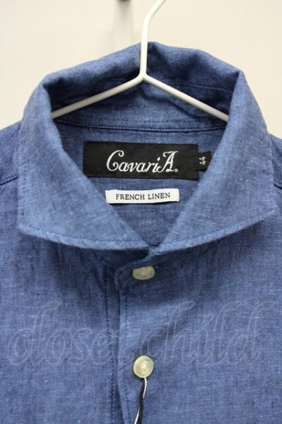 画像3: CavariA / 六部袖リネンシャツ 44 ブルー T-25-07-25-014-Ca-sh-YM-ZT073 (3)