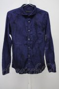 GOSTAR DE FUGA / ムラ染め加工コットンリネンシャツ 44 ネイビー T-25-07-25-015-GO-sh-YM-ZT