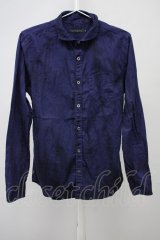 GOSTAR DE FUGA / ムラ染め加工コットンリネンシャツ 44 ネイビー T-25-07-25-015-GO-sh-YM-ZT