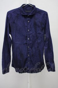 GOSTAR DE FUGA / ムラ染め加工コットンリネンシャツ 44 ネイビー T-25-07-25-015-GO-sh-YM-ZT