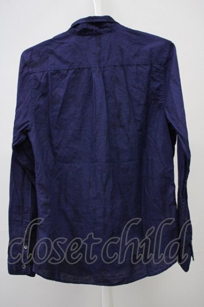 画像2: GOSTAR DE FUGA / ムラ染め加工コットンリネンシャツ 44 ネイビー T-25-07-25-015-GO-sh-YM-ZT