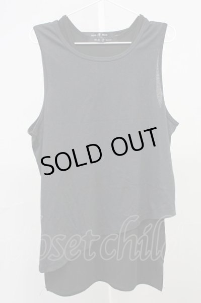 画像1: NO ID. BLACK / アシンメトリーレイヤードタンクトップ ONE ブラックｘブラック T-25-07-30-001-NO-to-YM-ZT (1)